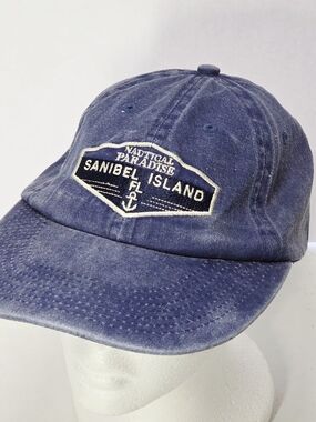 Sanibel Island FL Nautical Paradise Adjustable Strap Denim Blue Hat